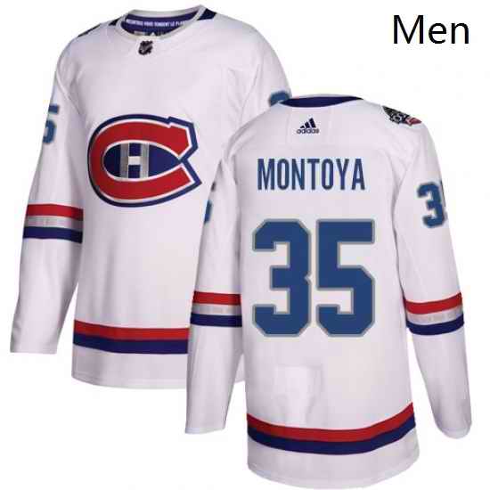 Mens Adidas Montreal Canadiens 35 Al Montoya Authentic White 2017 100 Classic NHL Jersey